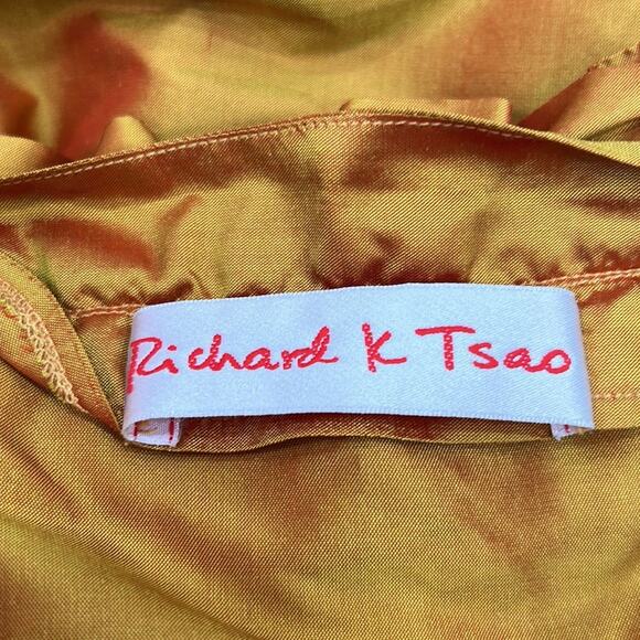 Richard K Tsao Womens Size ? Hand Woven Thai Silk Gold Belaro Ruffle Jacket - Picture 8 of 14